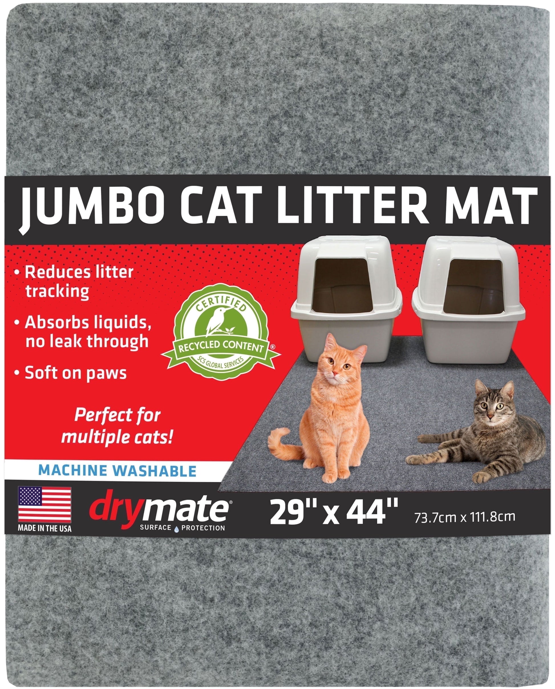 Jumbo Cat Litter Mat - 100% Phthalate and BPA Free; Machine Washable; Soft on Paws