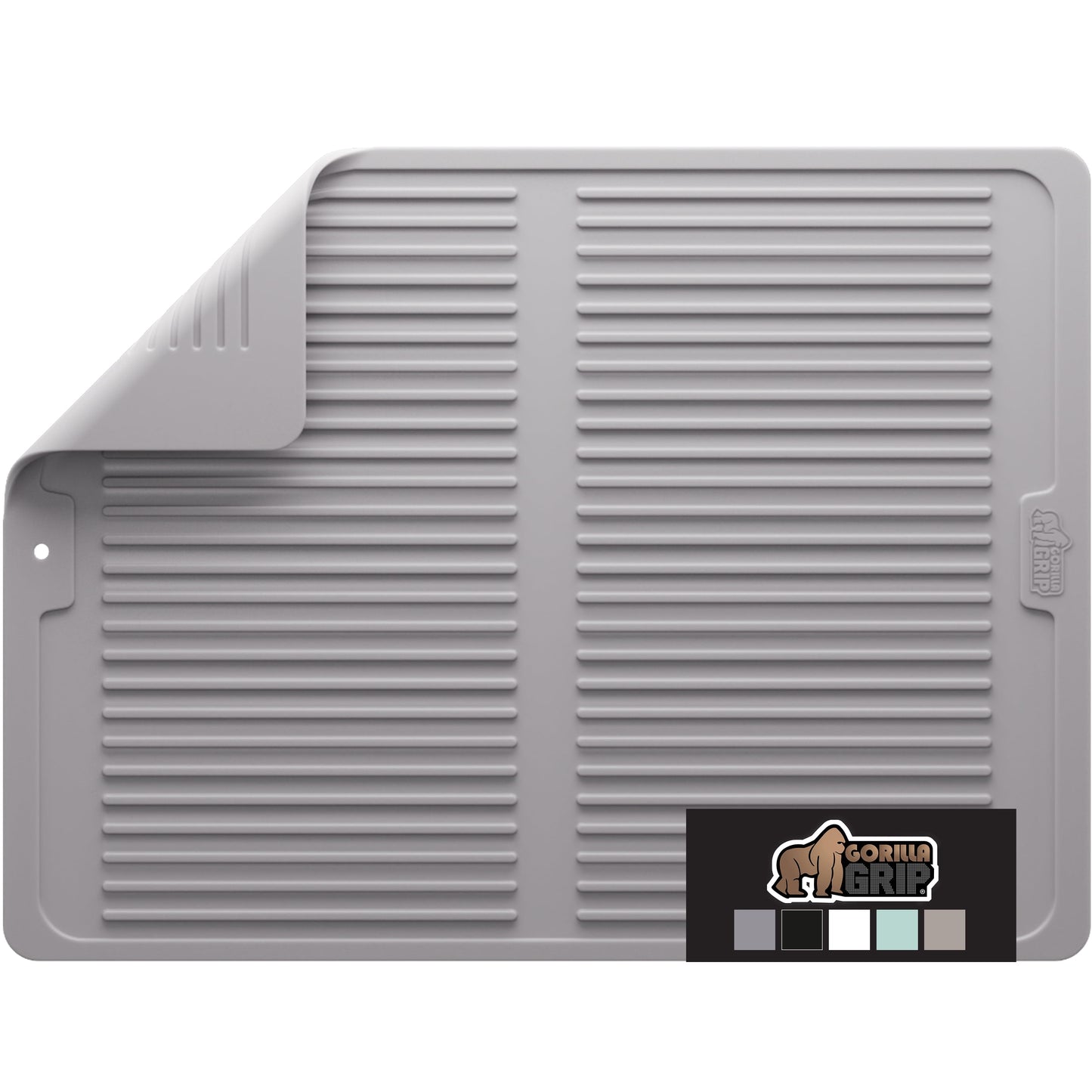 Dish Drying Mat for Kitchen Counter, Waterproof Silicone Dishwashing Mat, 13X11, Gray