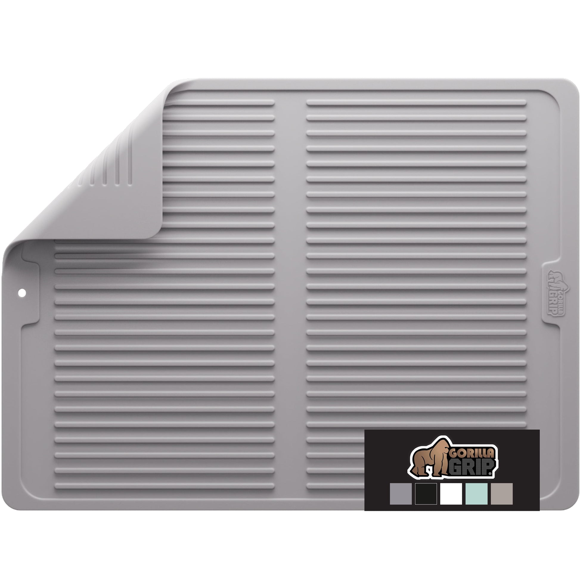 Dish Drying Mat for Kitchen Counter, Waterproof Silicone Dishwashing Mat, 13X11, Gray