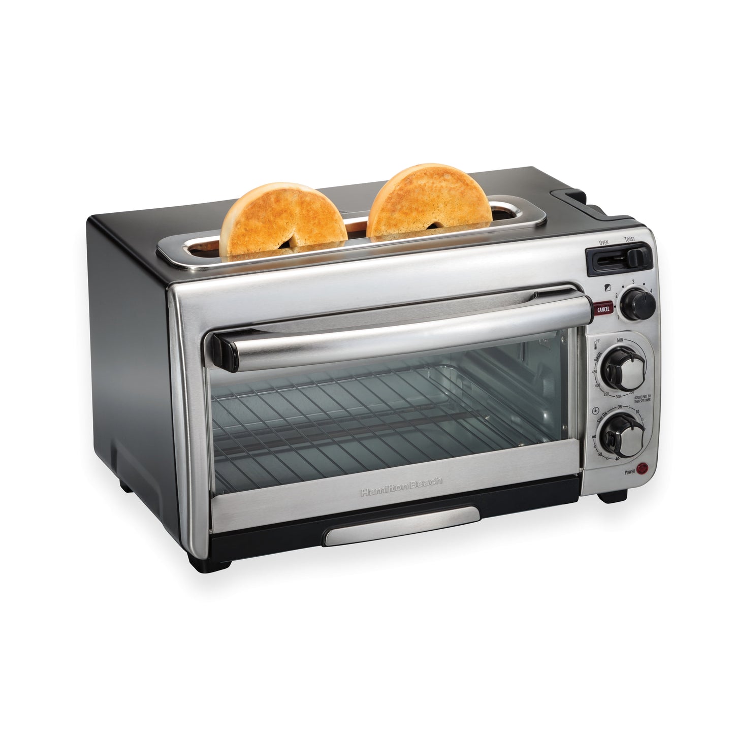 2-In-1 Oven & Toaster Combo, Space-Saving Design, Stainless Steel