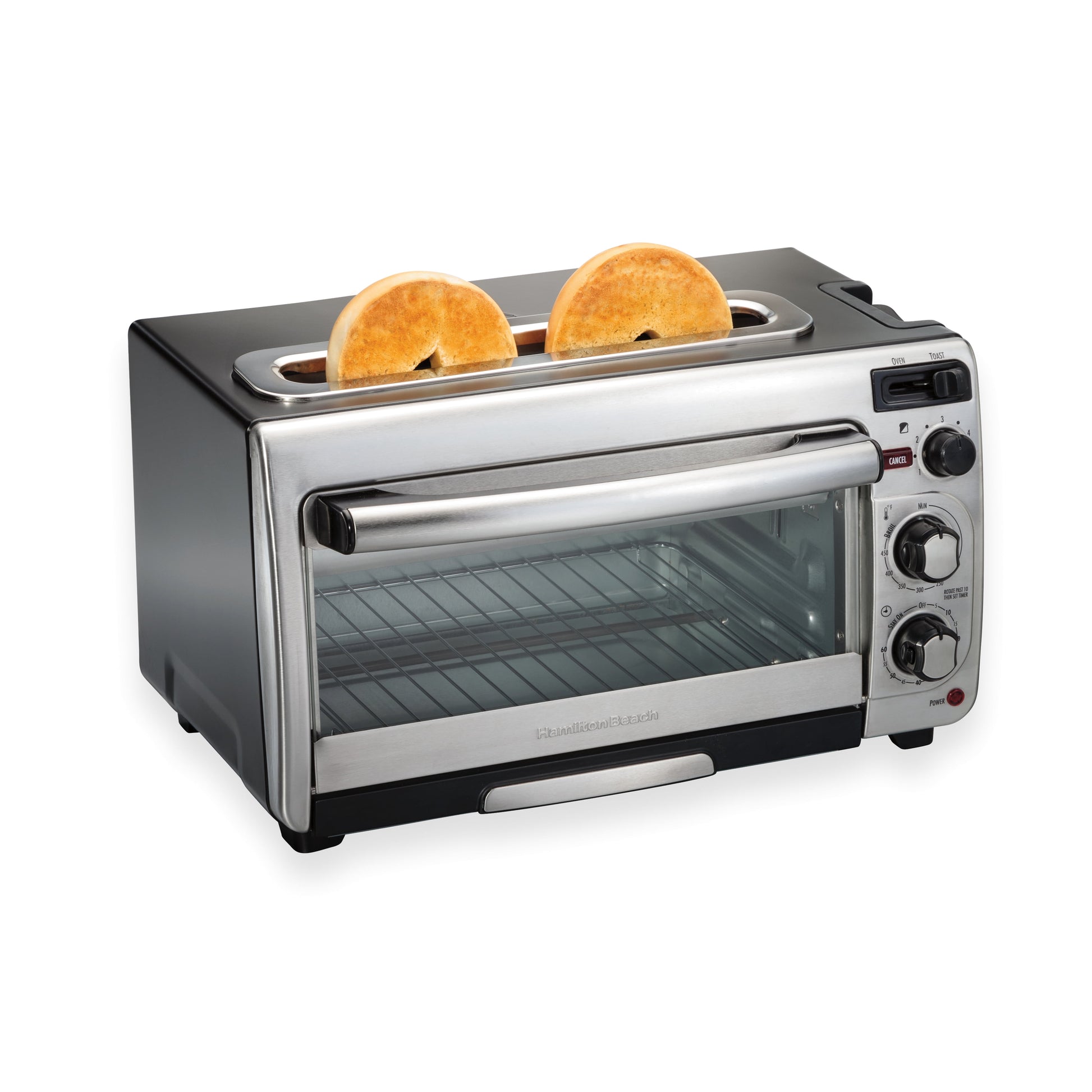 2-In-1 Oven & Toaster Combo, Space-Saving Design, Stainless Steel