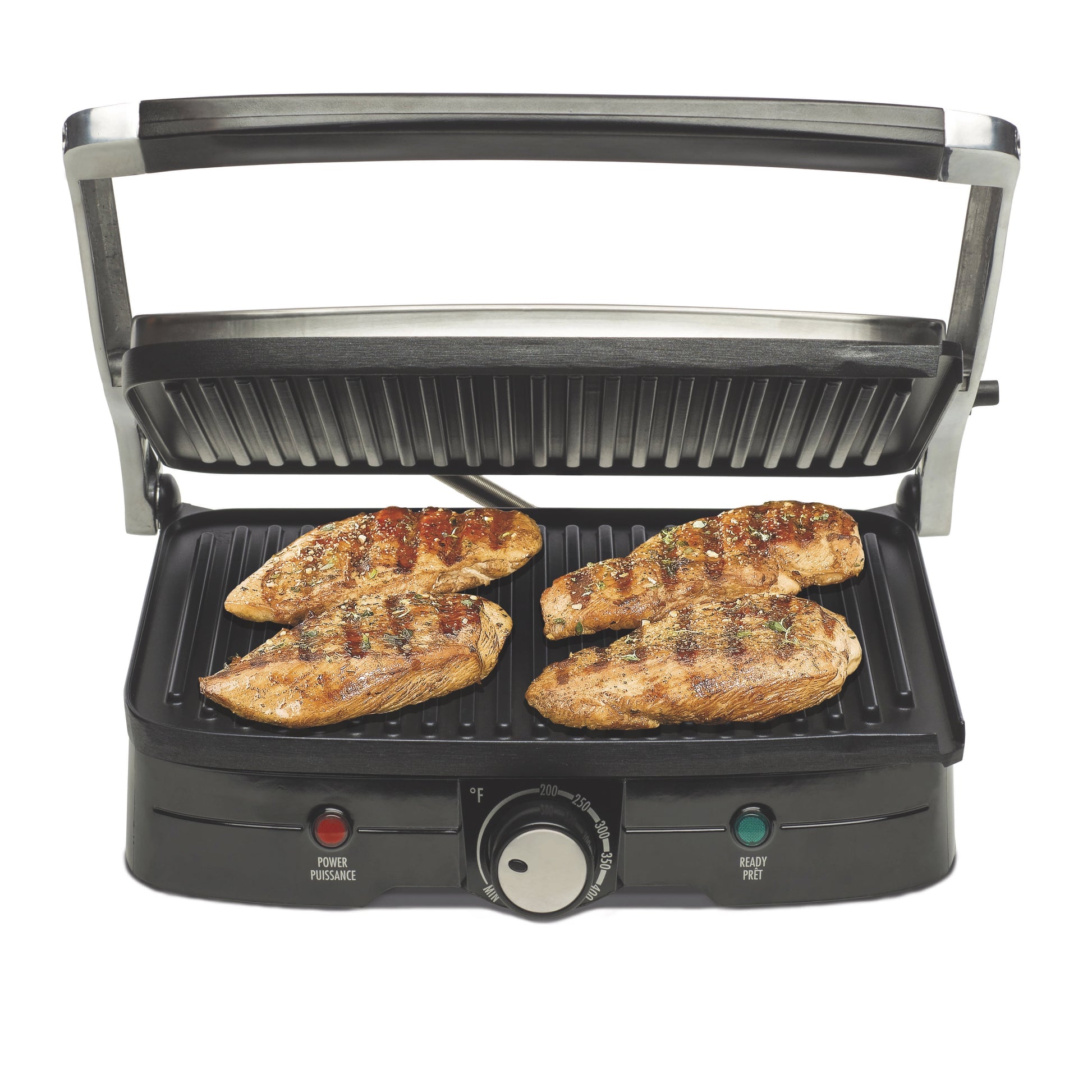 Indoor Grill and Panini Press 2 in 1, Nonstick Plates, Stainless Steel