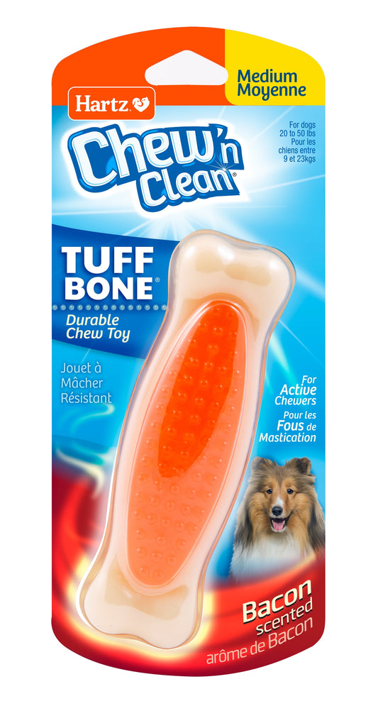 Chew 'N Clean Tuff Bone Dog Toy, Medium Nylon with Bacon Scent