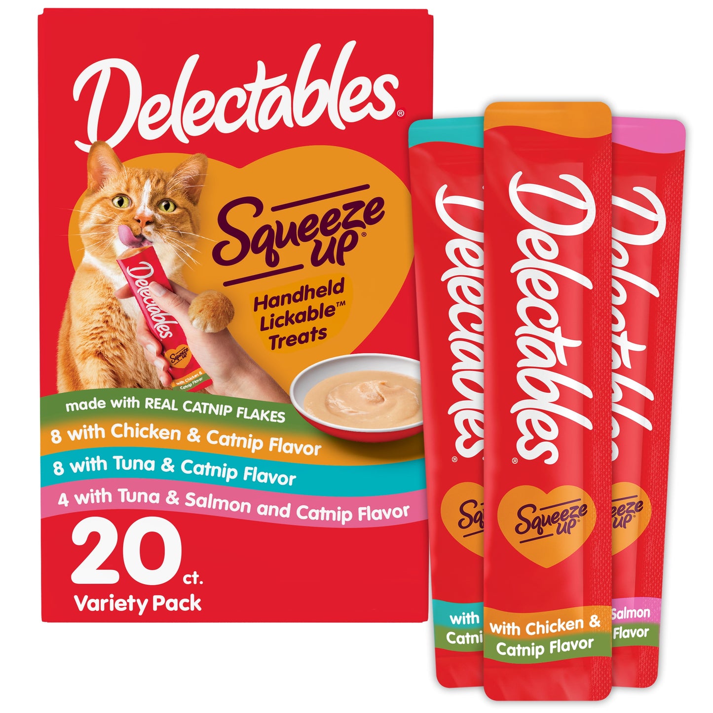 Hartz Squeeze Up Catnip Flavored Lickable Cat Treat Variety Pack, 20 Count
