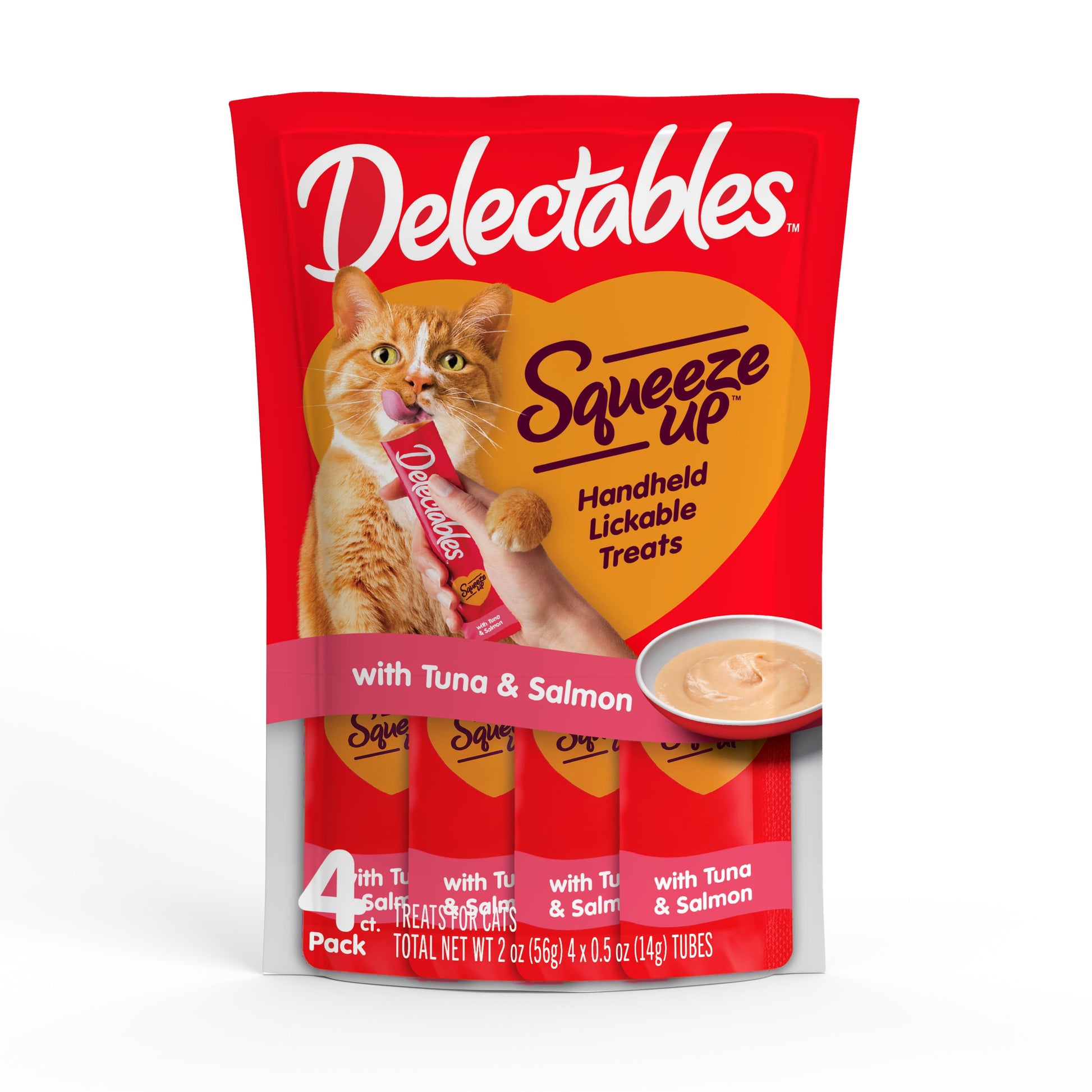 Delectables Squeeze Up Interactive Lickable Wet Cat Treats, Tuna & Salmon, 0.5 oz Tube (Pack of 4)