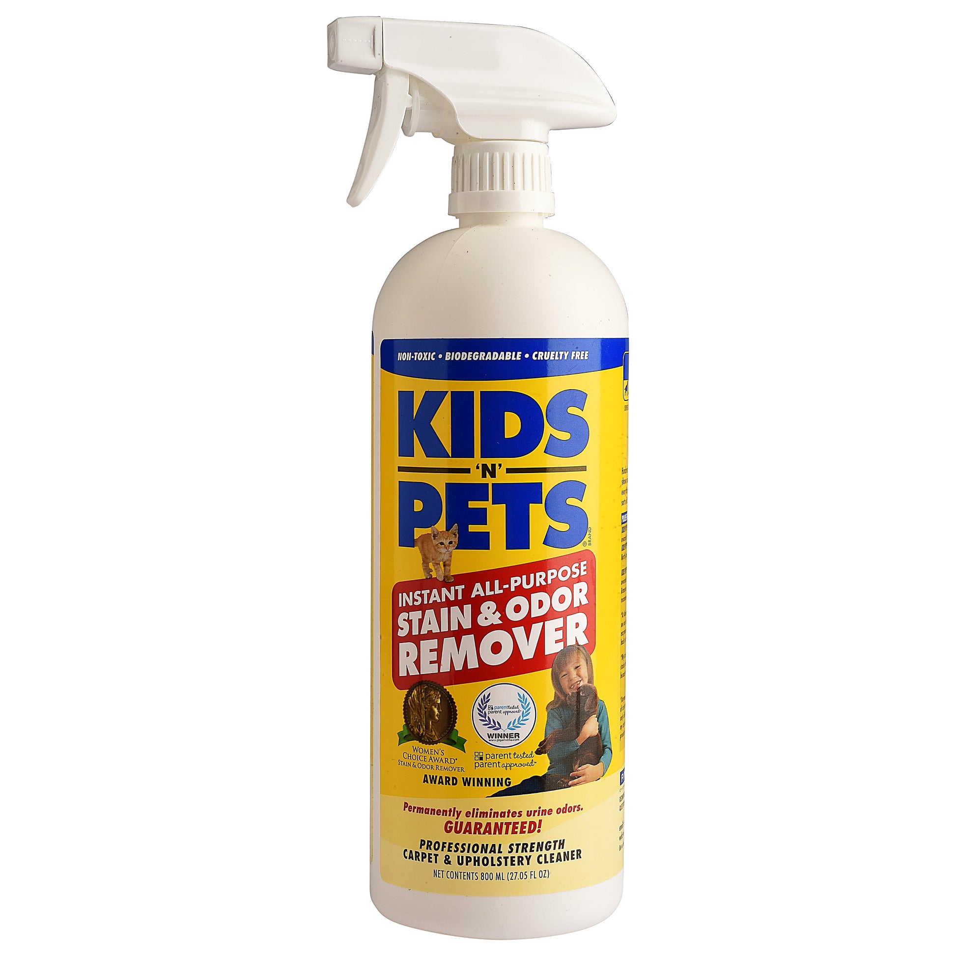 Kids ‘N’ Pets Stain and Odor Remover for Effective Elimination of Dog and Cat Urine Smells and Stains from Carpets and Upholstery - 27 oz