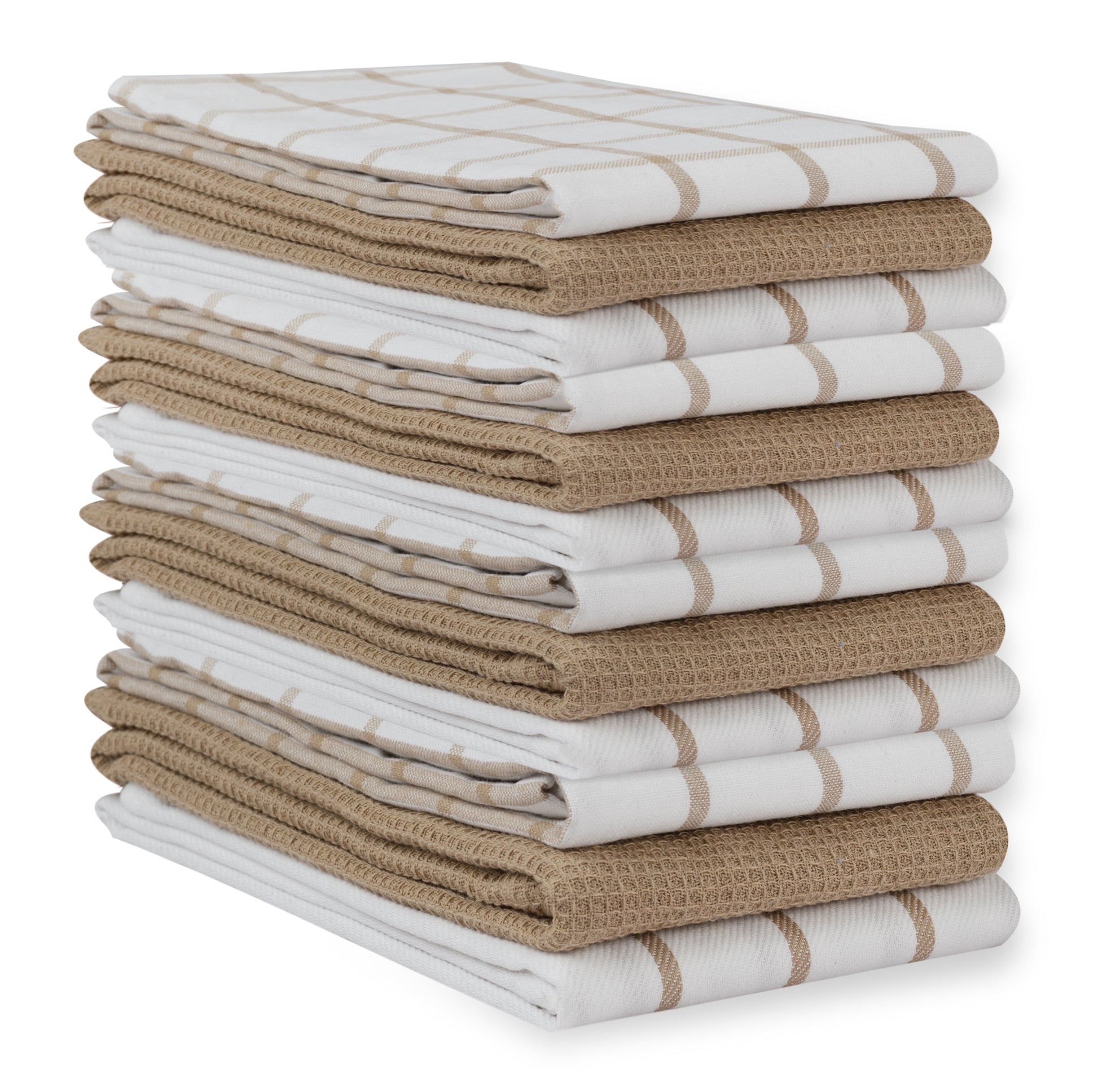 Kitchen Towels Set - Pack of 12 Cotton Dish Towels for Drying Dishes, 18”X 28”, Kitchen Hand Towels, Quick Drying Kitchen Towel Set - Beige