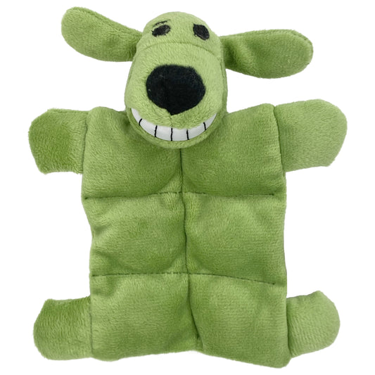 Mini Pet Loofa Squeaker Mat, Plush Dog Toy, Green