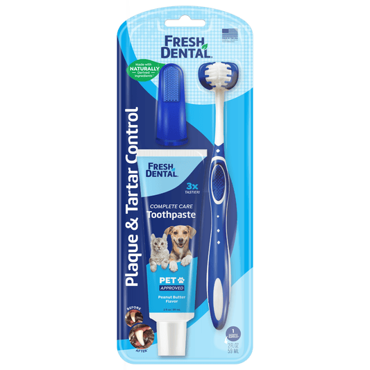 Fresh Dental Tooth Brushing Kit for Dogs & Cats, 2 Oz Gel and Toothbrush