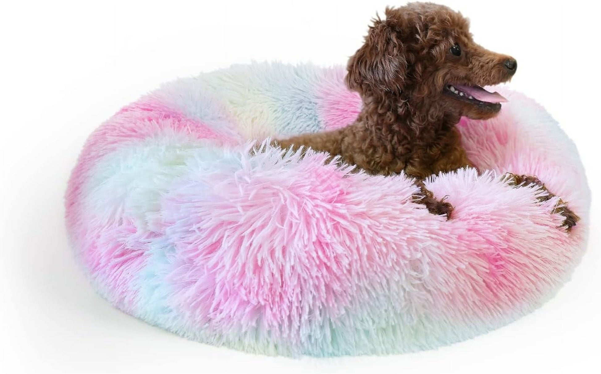 Calming Donut Dog Bed Anti-Anxiety, Self Warming, Cozy Soft Plush round Pet Bed, Ideal for Both Home & Travel, 20"L X 20"W X 8"H