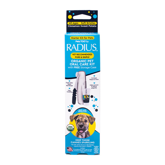 All Ages Dog Dental Kit, 1 Toothbrush, 0.8Oz Toothpaste, 1 Recycled Plastic Case, Clean Teeth
