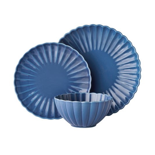 Colette 12-Piece Stoneware Dinnerware Set, Blue
