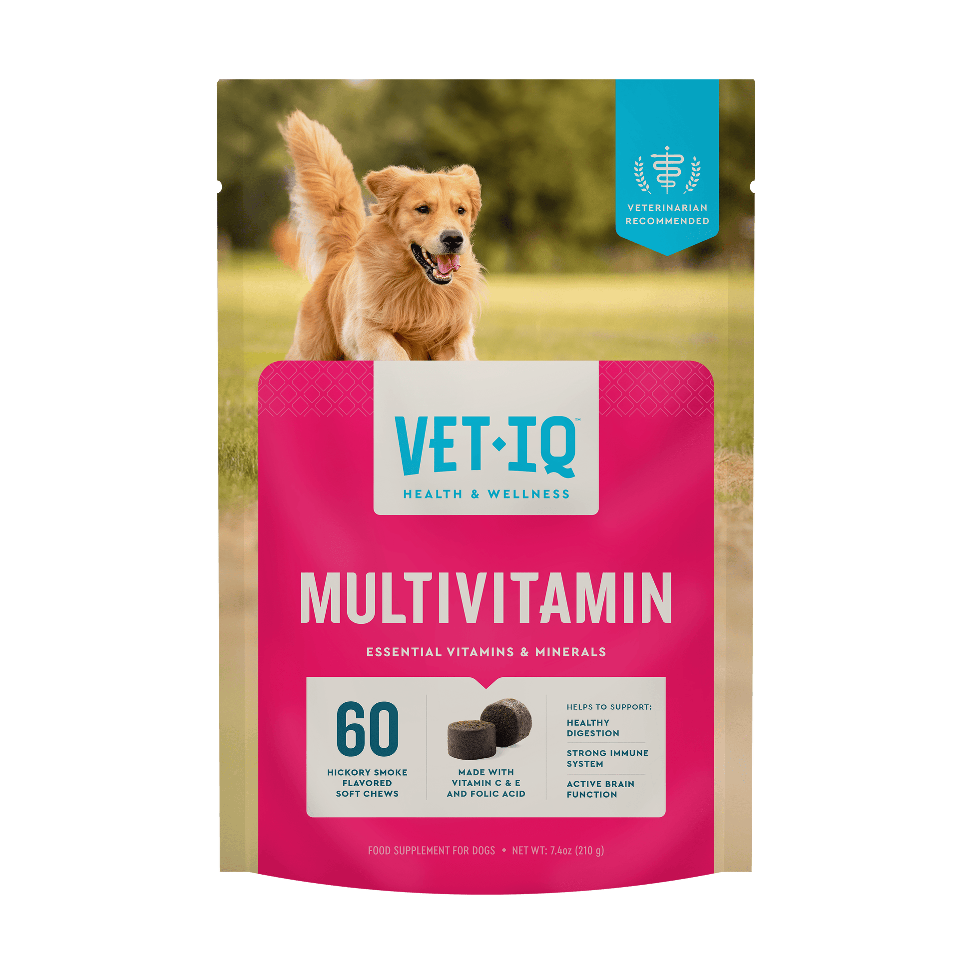 Multi Vitamin Supplement for Dogs, Hickory Smoke Flavored Soft Chews, 7.4 Oz, 60 Count