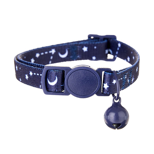 Celestial Print Breakaway Cat Collar in Blue, One Size Fits Most