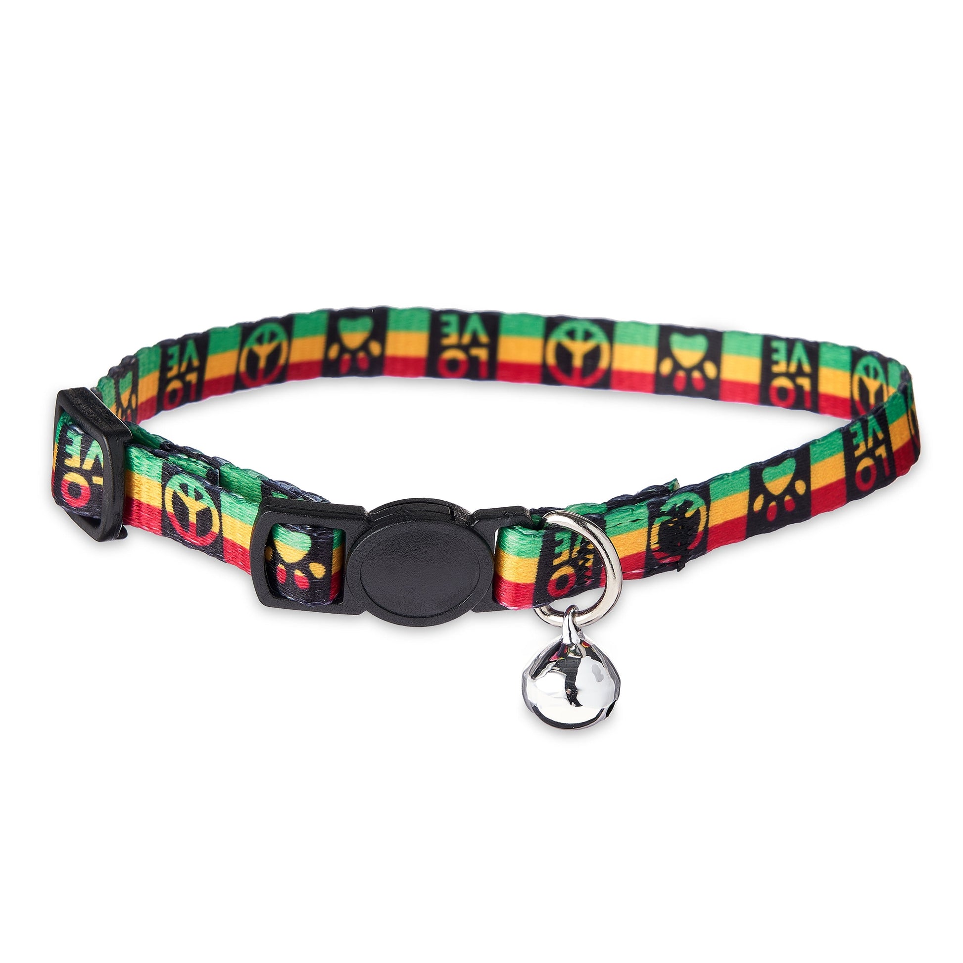 Rasta Breakaway Fashion Cat Collar - Multicolored, One Size Fits Most