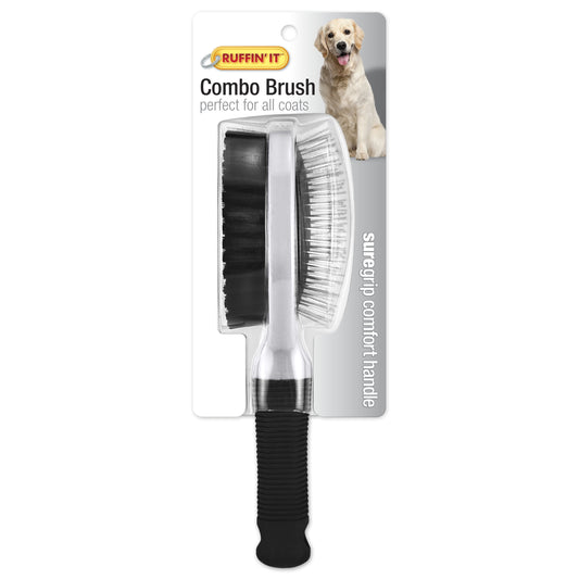 Westminster Pet Ruffin' It Plastic & Metal Bristle Combo Grooming Pet Brush