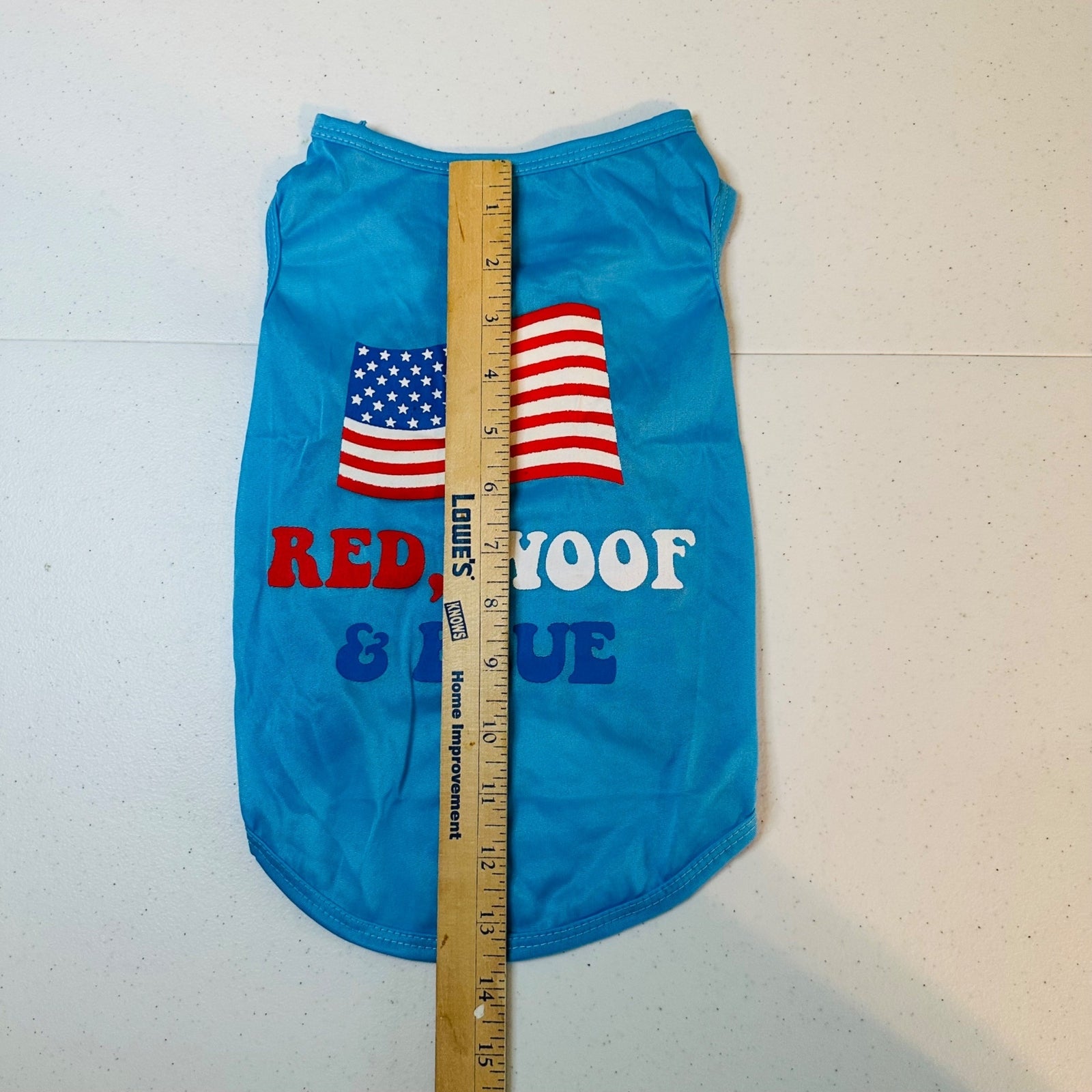 RED WOOF & BLUE American Flag Small Dog Shirt Fourth of July Patriotic Pet Shirt