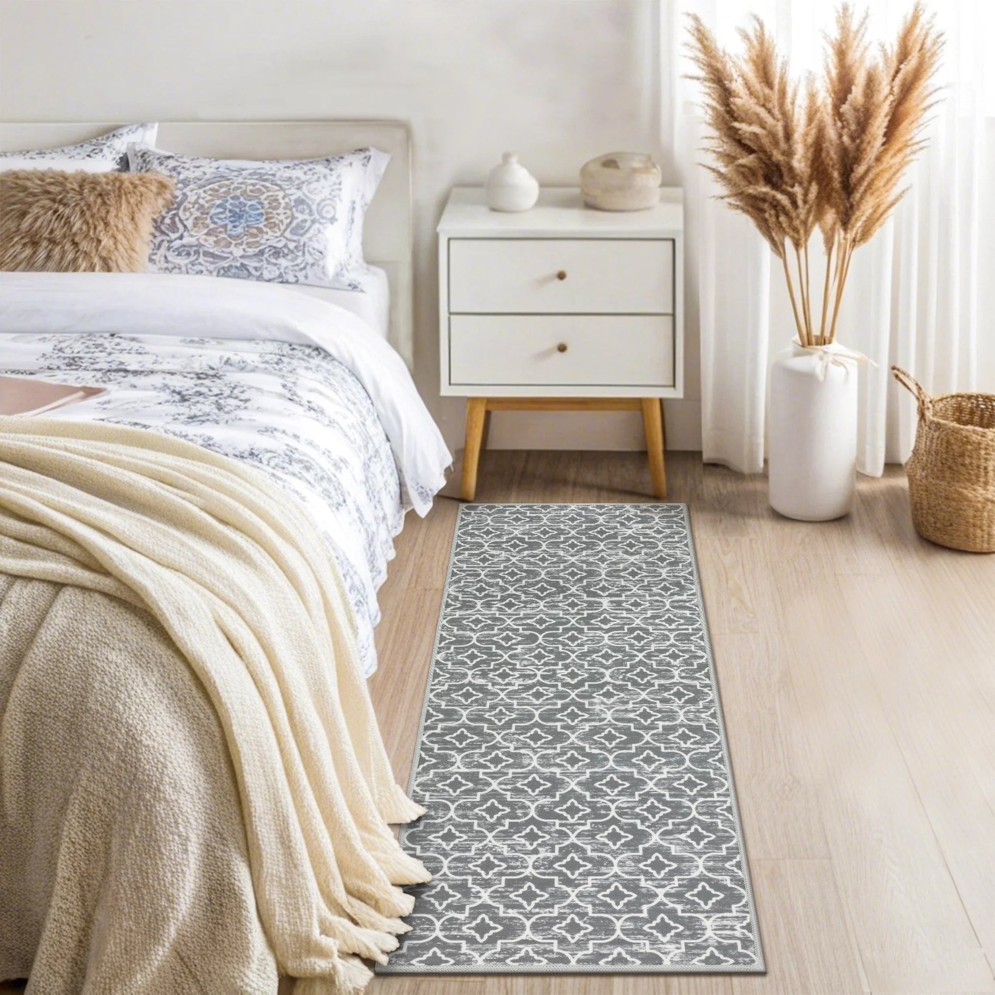 Gray Kitchen Rug Set 3 Piece, Non Slip Machine Washable Mats for Home Floor and Living Room