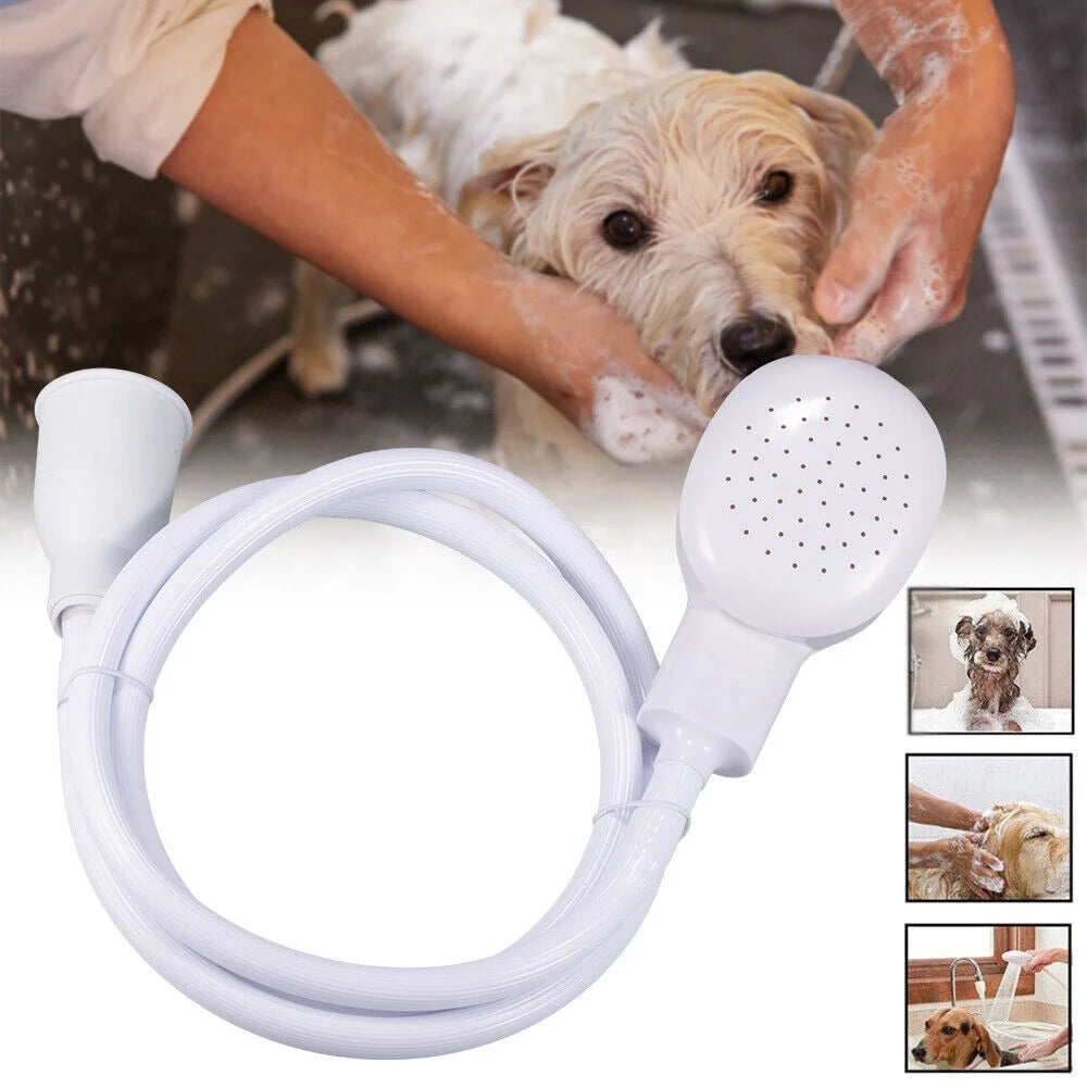 Hose Wash Dogs ,Hair Dog Pet Sh Ower Sprays Hose Bath Tub Sink Faucet Attachment Wash Durable (White)