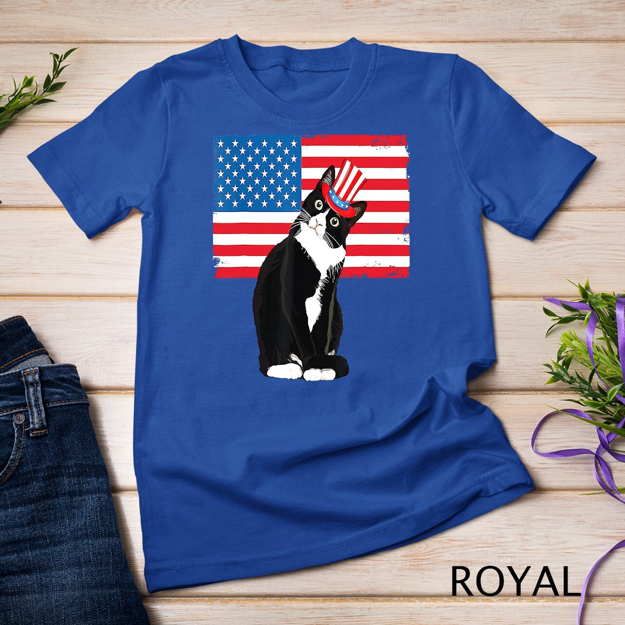 Tuxedo Cat 4Th of July Hat Patriotic Gift Adults Kids T-Shirt Unisex T-Shirt