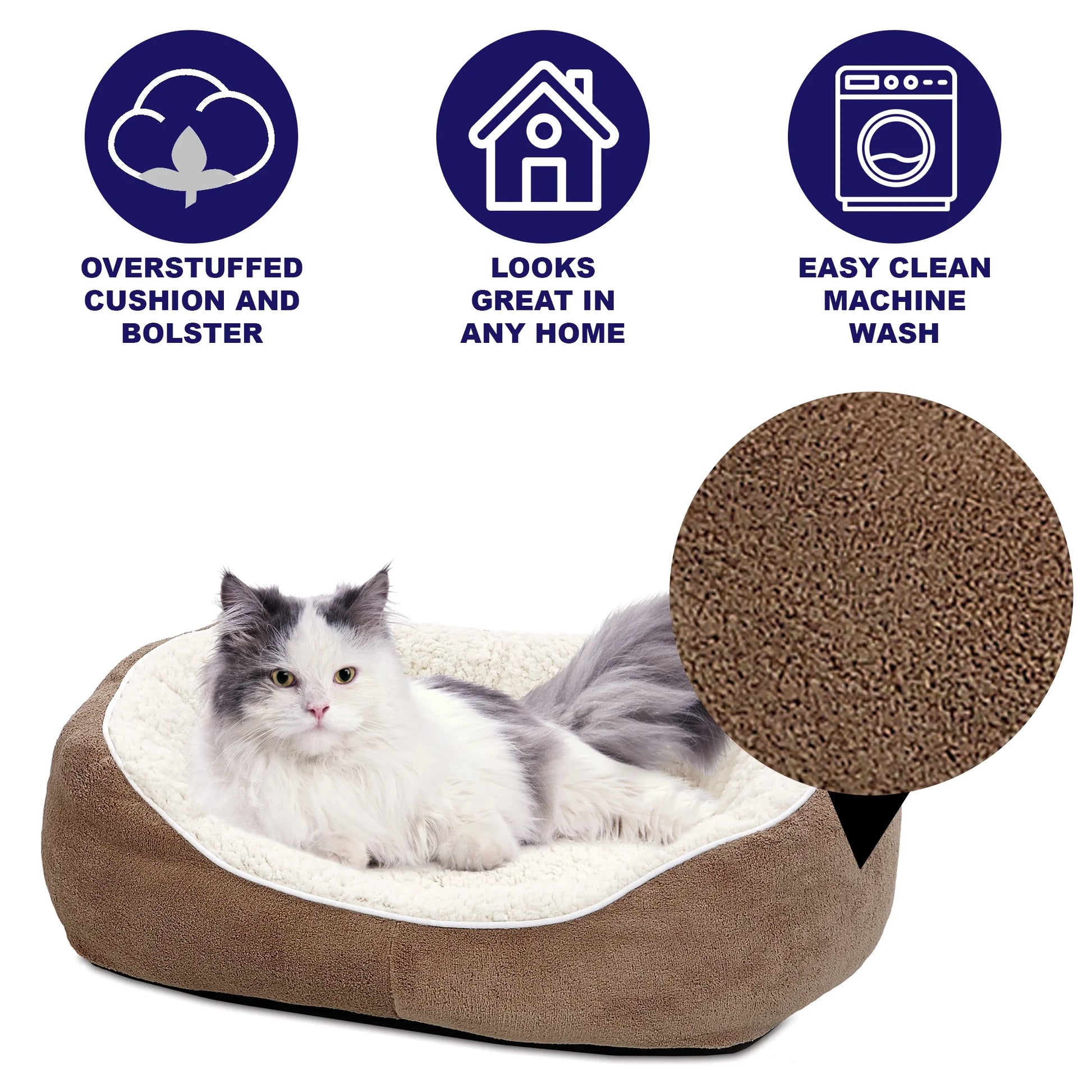 Midwest Homes for Pets Cuddle Dog Bed, Ultra-Soft Fleece Dog & Cat Cuddle Bed, Small, Brown
