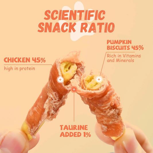Chicken Jerky-Wrapped Pumpkin Biscuits for Dogs, Digestive Support Soft Chews, 11 oz