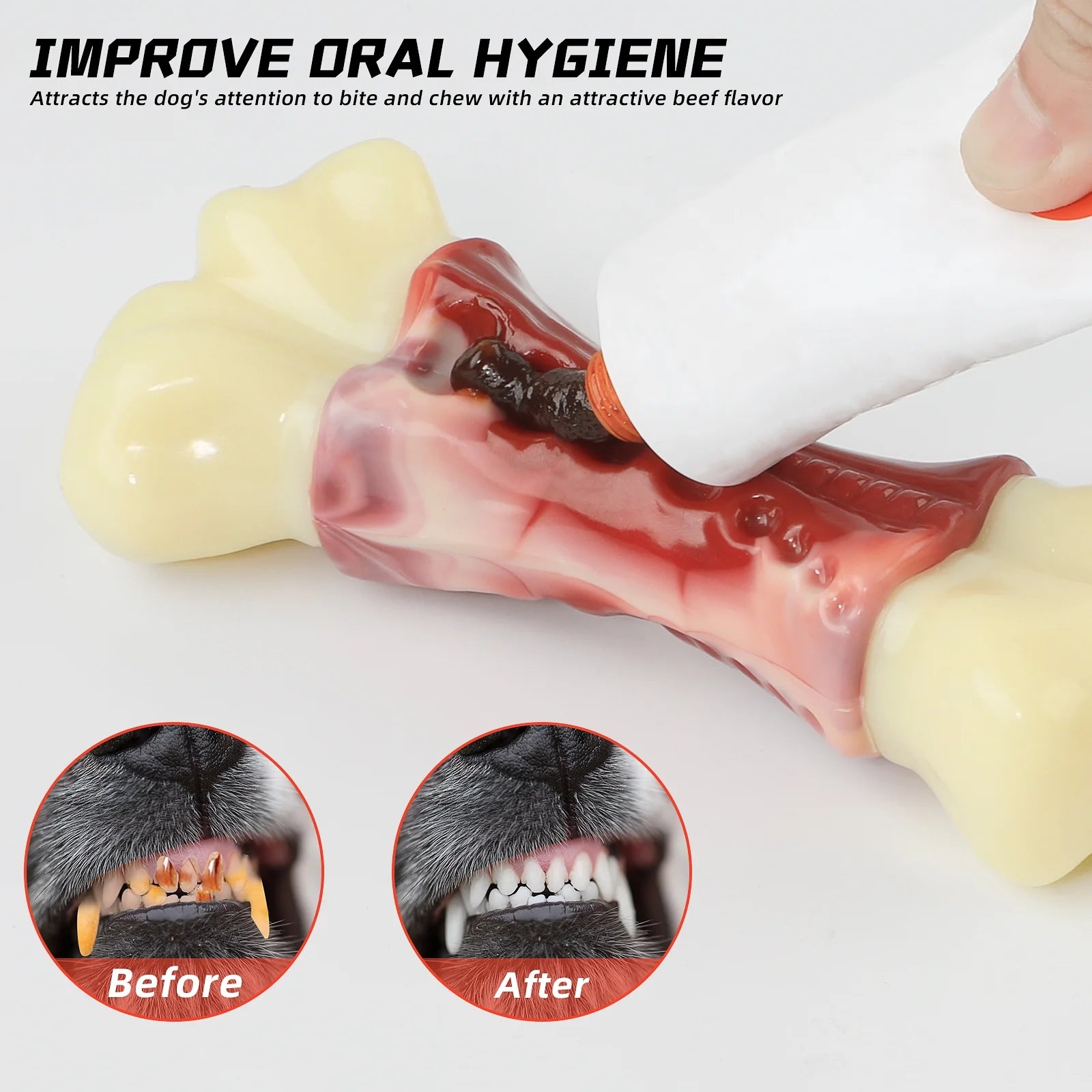 Durable Dog Toys for Aggressive Chewers - Large Breed Chew Bones and Toothbrush Toys for Medium to Large Dogs