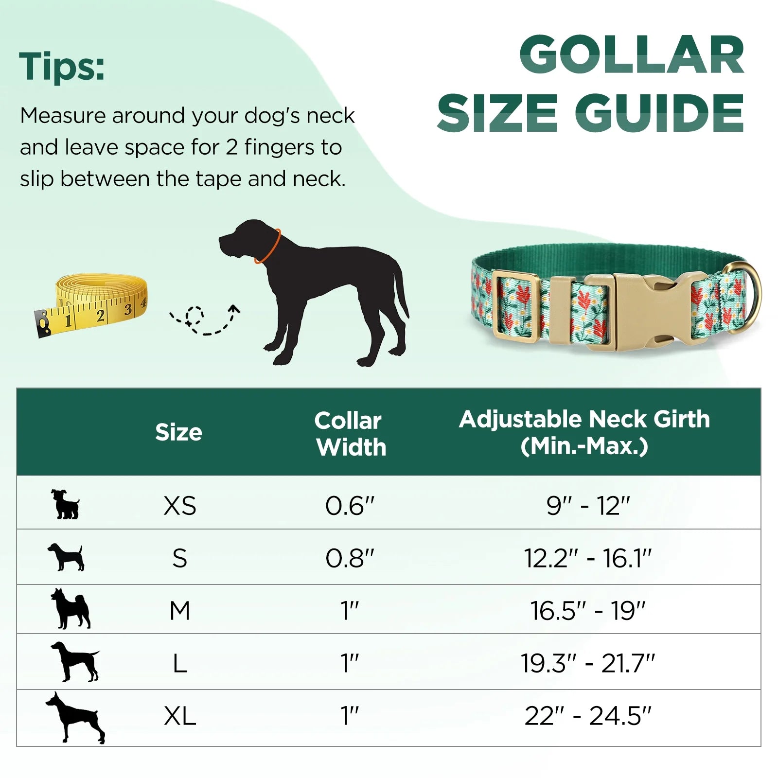 Stylish Dog Collar with Cyan Flower Pattern, Soft Nylon Design for Small to Large Dogs, Size S