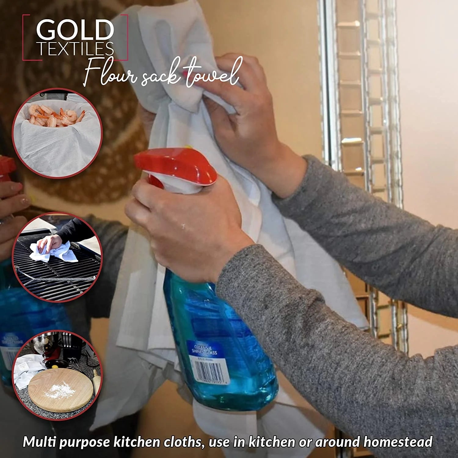 Flour Sack Towels 12 Pack Cotton Kitchen Towels (28X 28) Inches –Multipurpose Soft & Absorbent