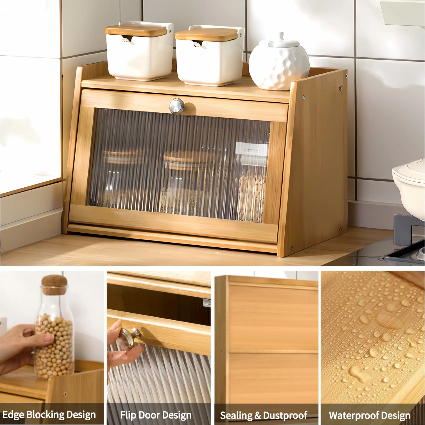 Bamboo Bread Box, Bread Box for Kitchen Counter, Large Bread Storage Container, Bread Bin for Bakery Products, Bread Holder Container, Natural