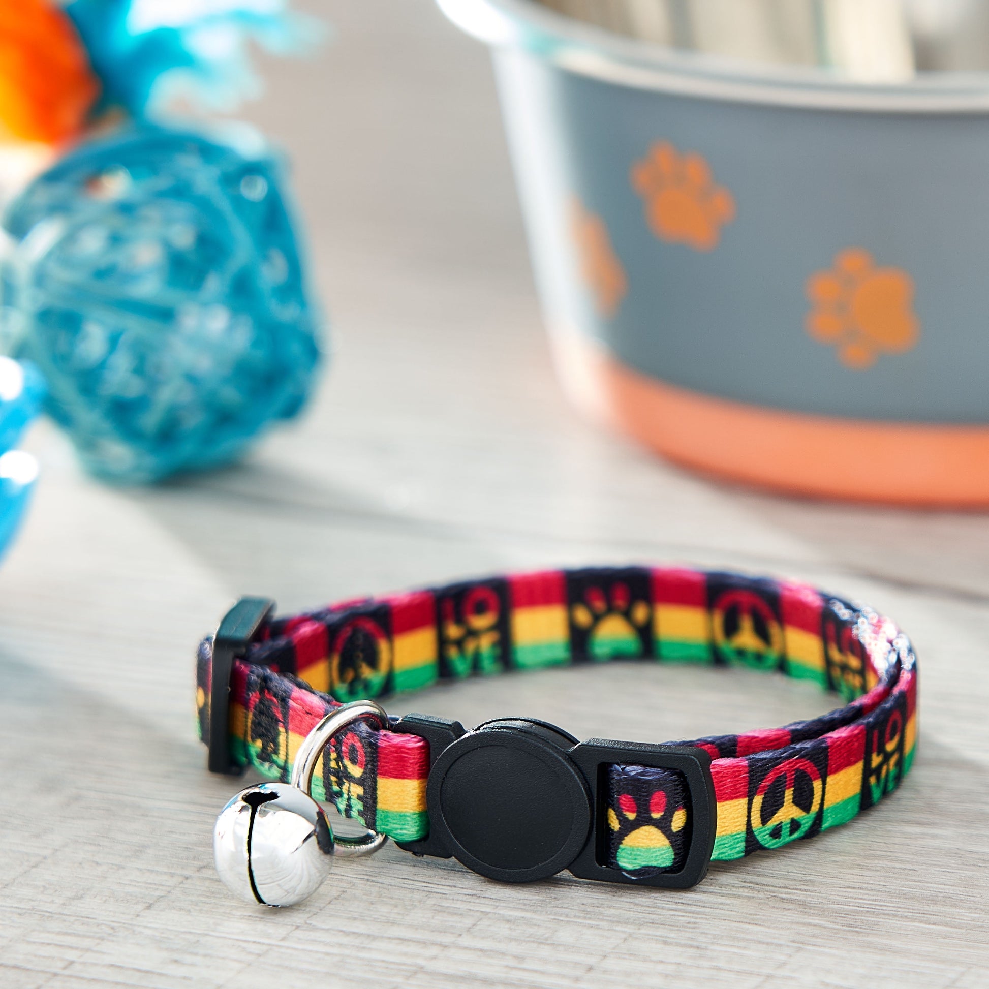 Rasta Breakaway Fashion Cat Collar - Multicolored, One Size Fits Most