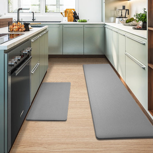 Kitchen Rug and Mat Kitchen Mat anti Fatigue, Non Slips Kitchen Floor Mat, Kitchen Rug or Mat Washable, 17"X 29"+17"X 59", Gray