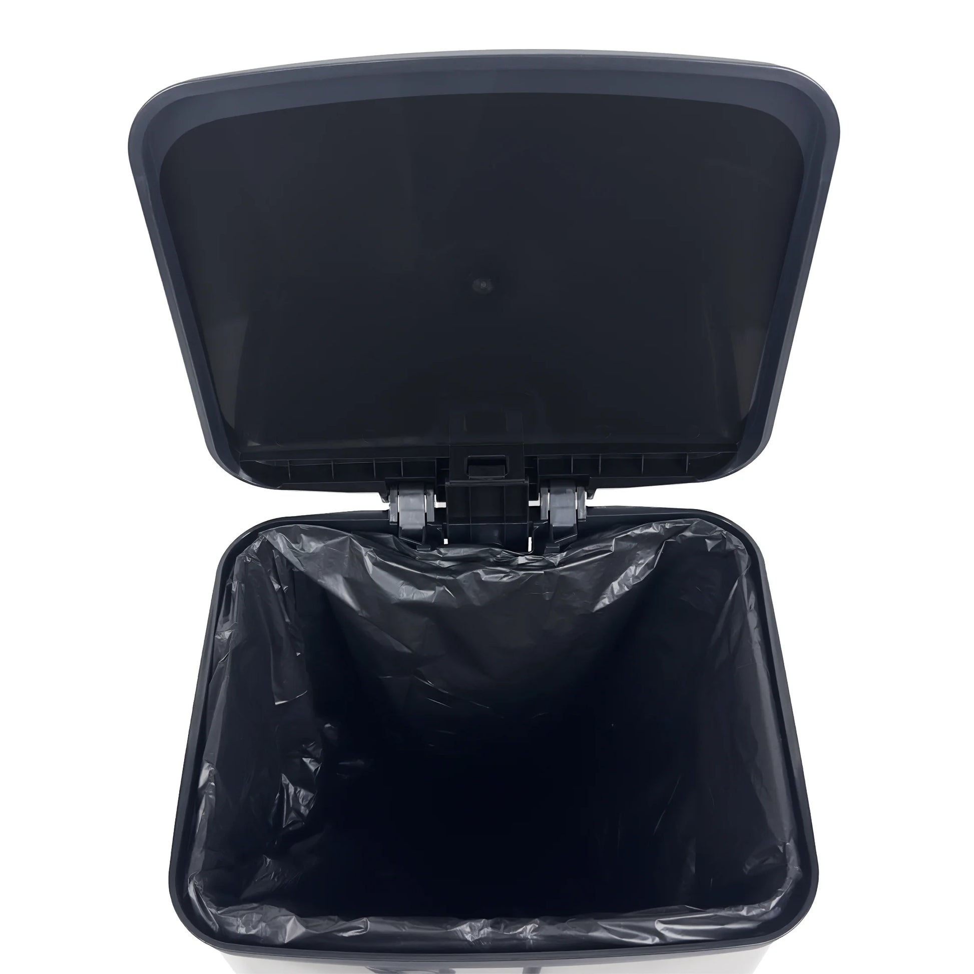 Kitchen Trash Can, 13 Gallon, Plastic Rectangular Step Garbage Bin, Silver