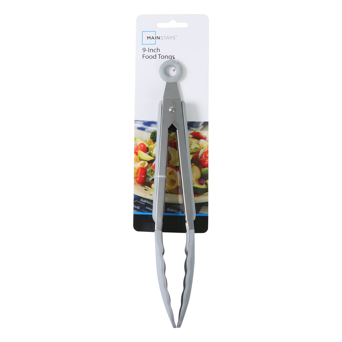 9" Stainless Steel and Silicone Locking Tongs, Soft Grip Handle, Grey Flannel