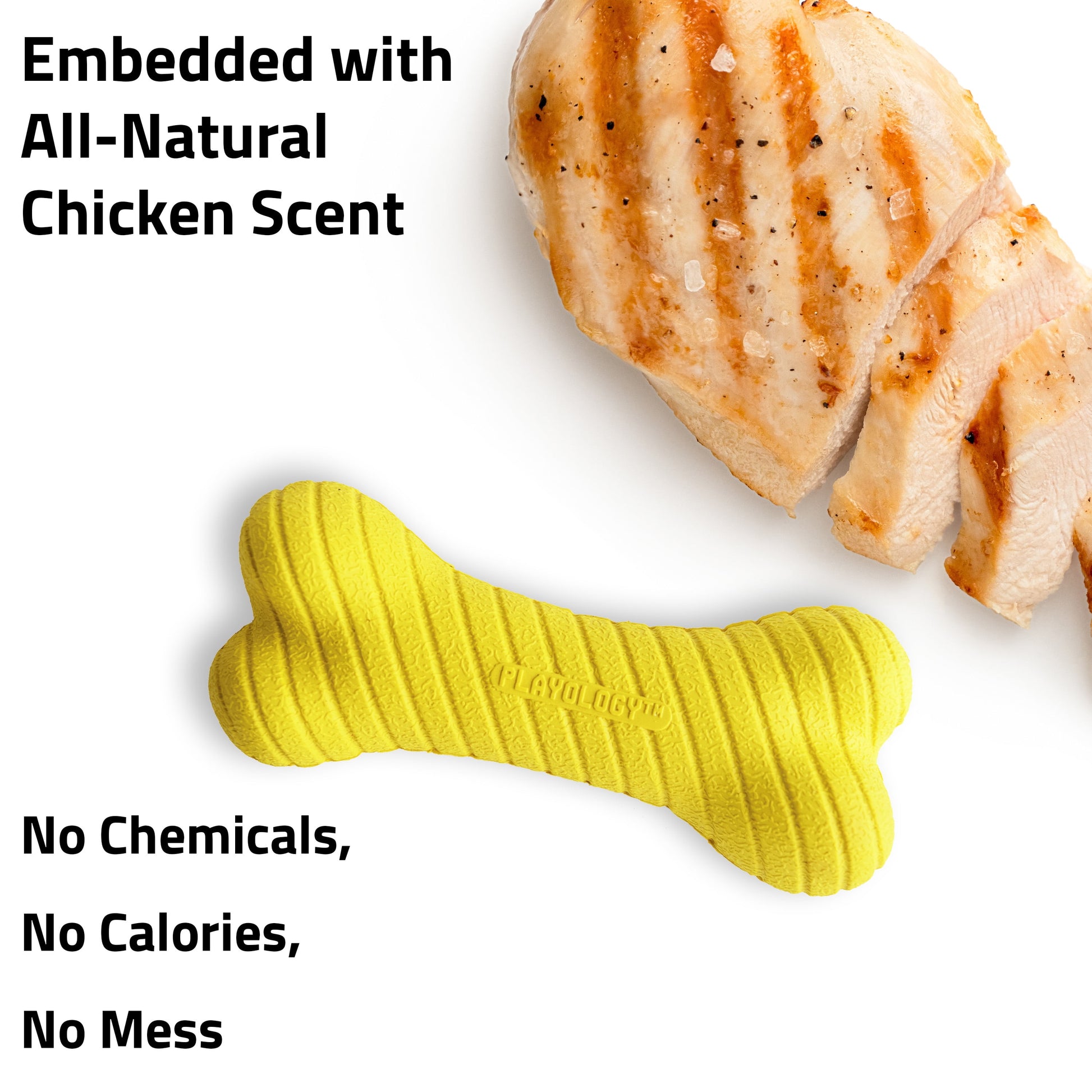 Dual Layer Chicken-Scented Bone Dog Toy for Medium Breeds in Yellow