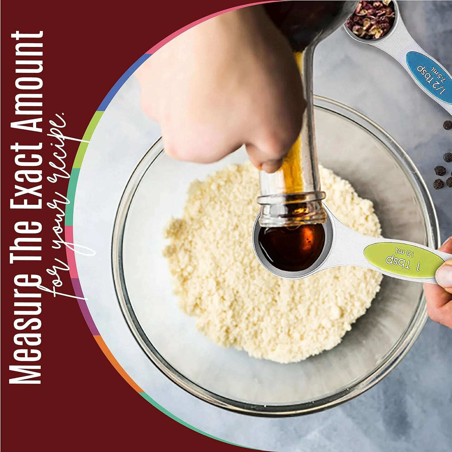 Magnetic Measuring Spoons 9-Pcs, Stainless Steel, Stackable, Measuring Teaspoon Set