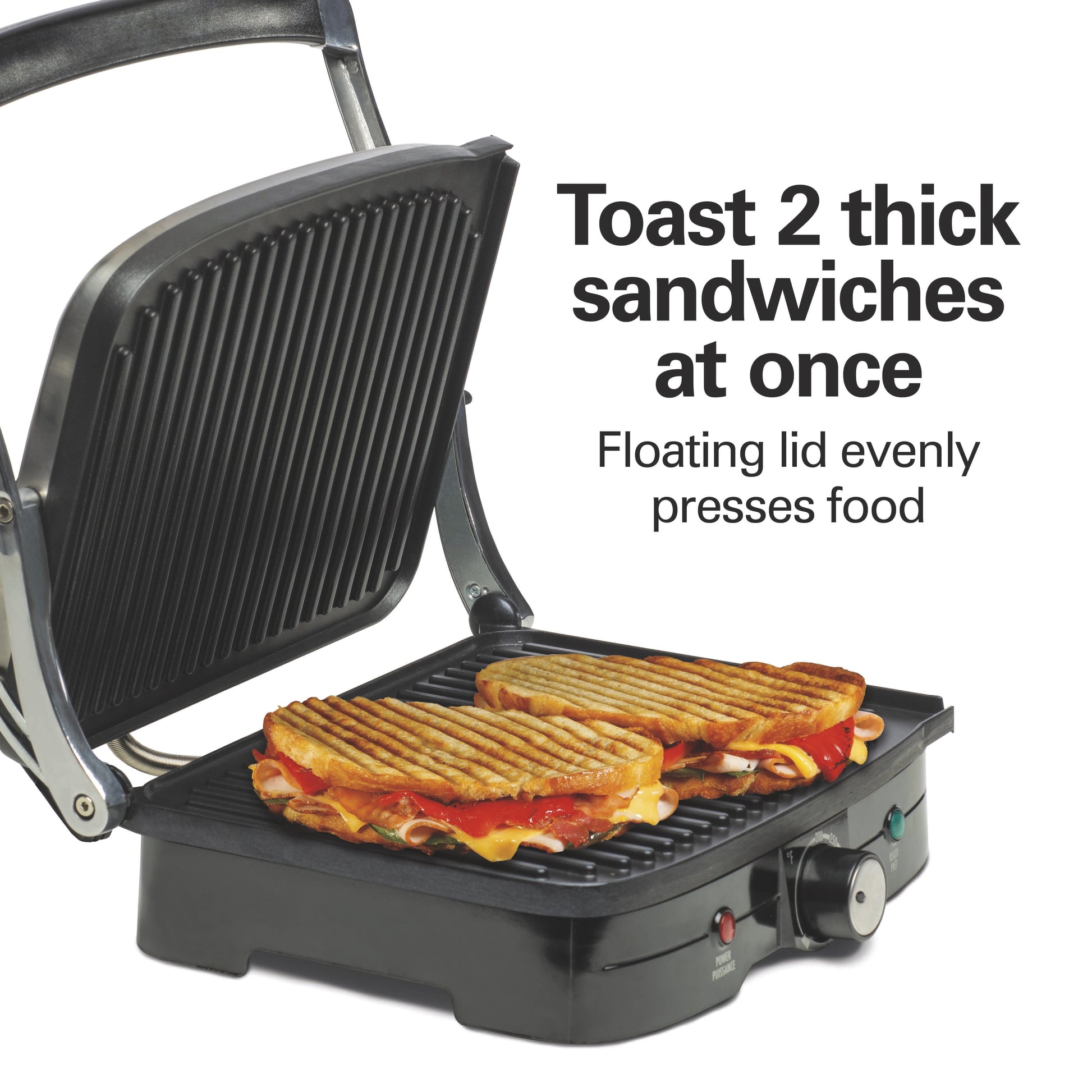 Indoor Grill and Panini Press 2 in 1, Nonstick Plates, Stainless Steel