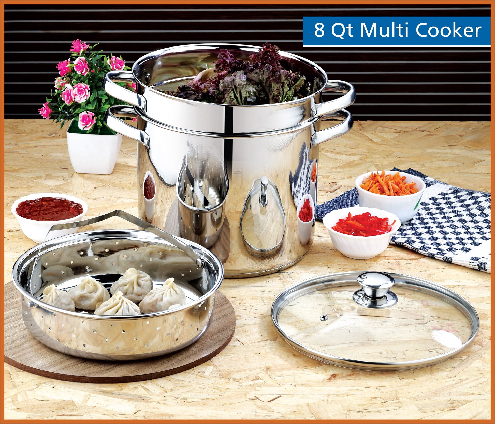 4-Piece Stainless Steel 8 Qt Cooker Multipot Set
