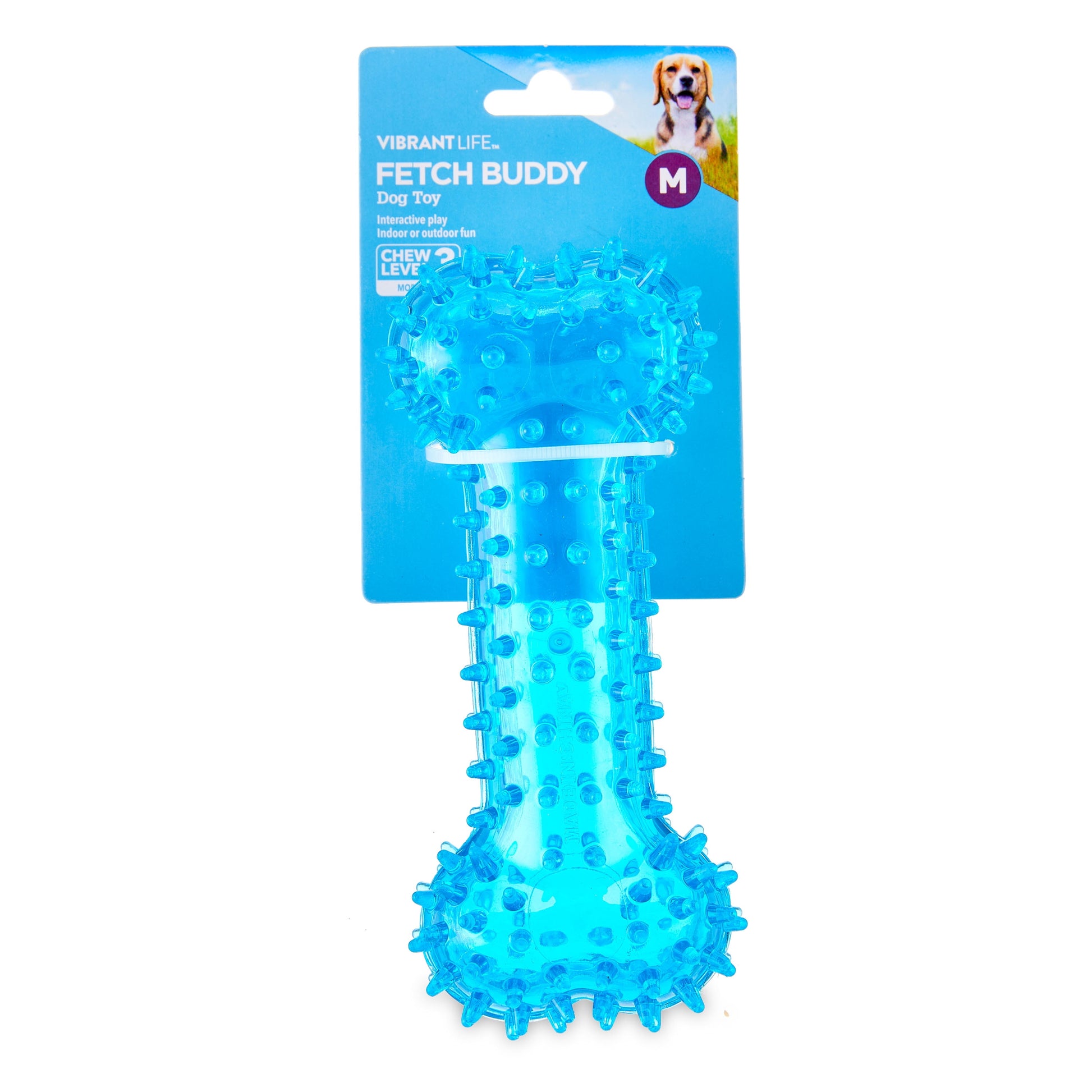 (3 Pack)  Fetch Buddy Spiky Blue Bone Dog Toy, Chew Level 3