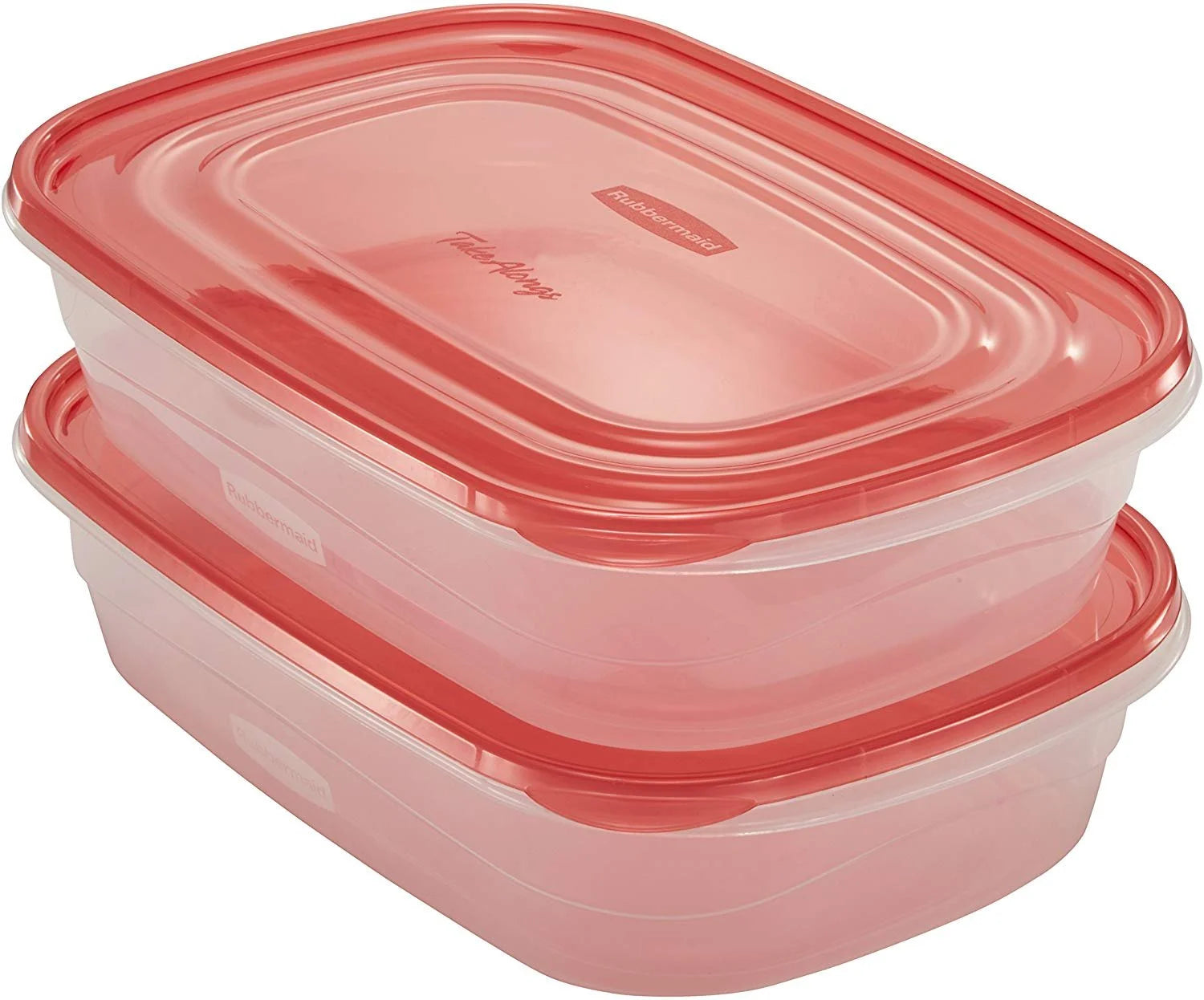 Takealongs, 1 Gallon, 2 Packs, Red, Large Rectangular Plastic Food Storage Containers