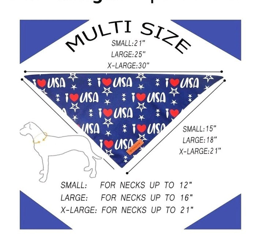 4Th of July Bandanas 2 Pack, Triangle Reversible Pet Large American Flag