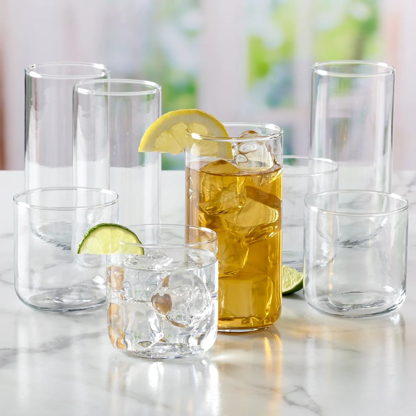 Brooks Glass Drinkware, 12.5 Ounce & 18 Ounce, Set of 8