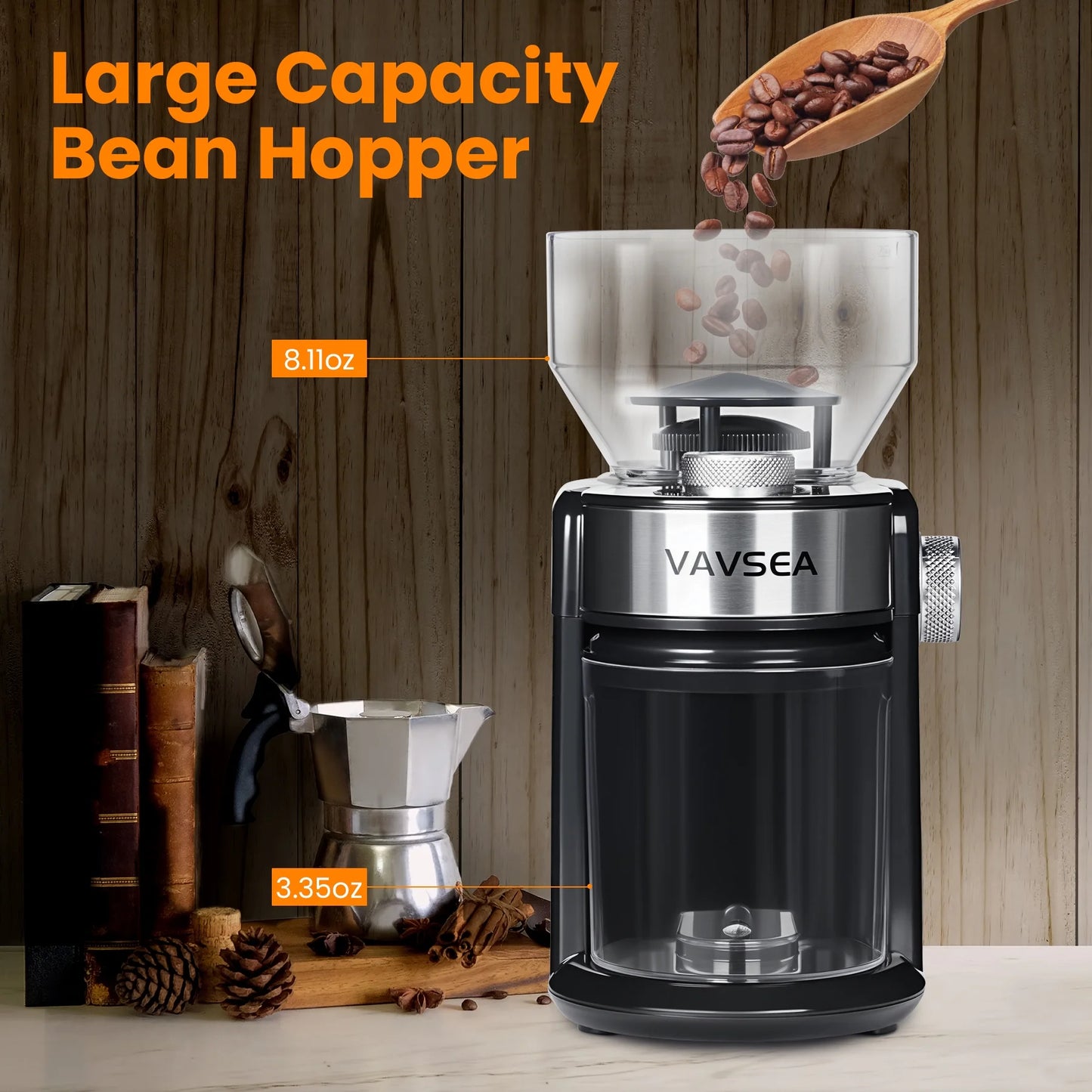 Burr Coffee Grinder, Electric Coffee Bean Grinder with 18 Precise Grind Settings, 3-18 Cup, for Espresso/Drip/Pour Over/Cold Brew/French Press