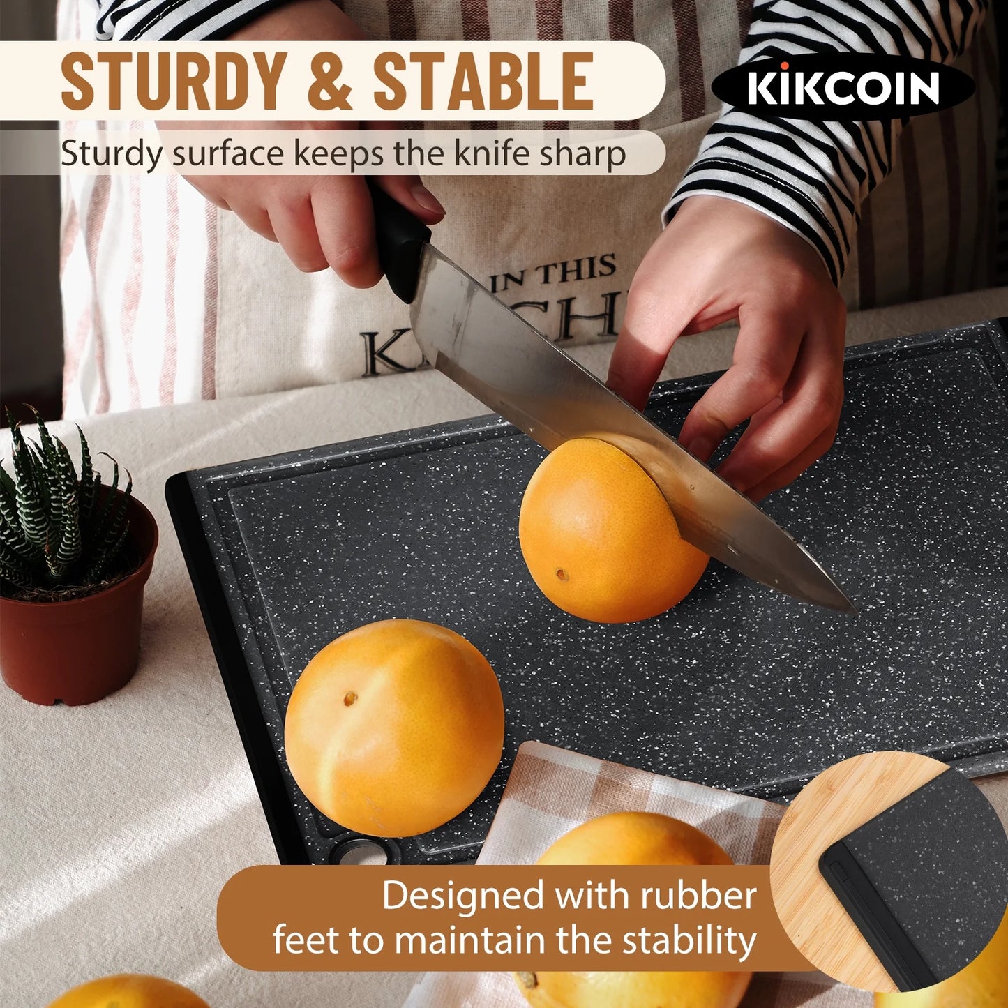 3-Piece Plastic Large Cutting Boards Set for Kitchen, Chopping Board with Non-Slip Feet and Juice Grooves