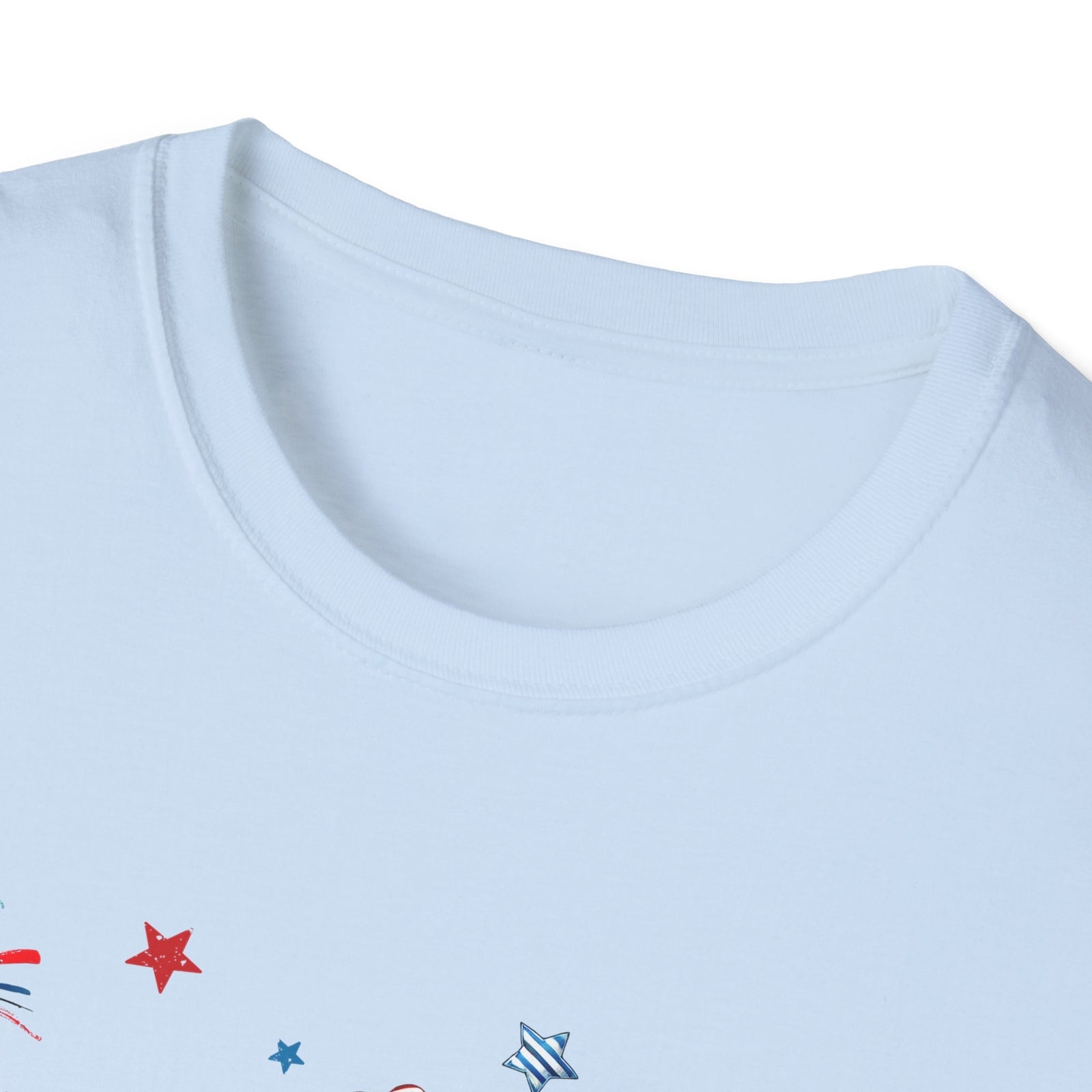 Patriotic Cat Unisex Softstyle T-Shirt for Fourth of July Celebrations