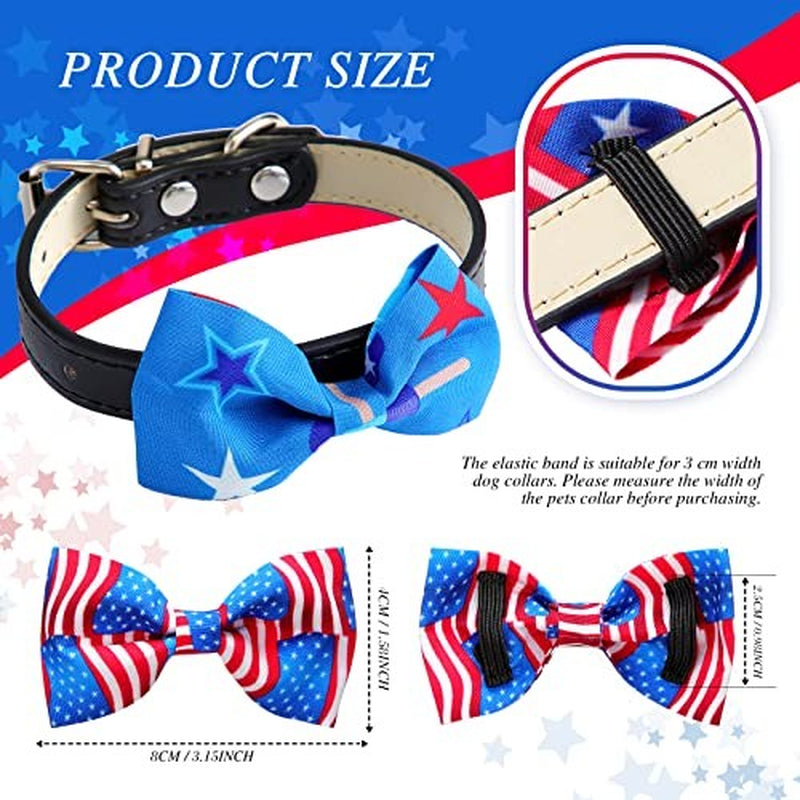 16 Pcs 4Th of July Summer Pet Bow Tie Collar Attachment, American Flag Dog Bow
