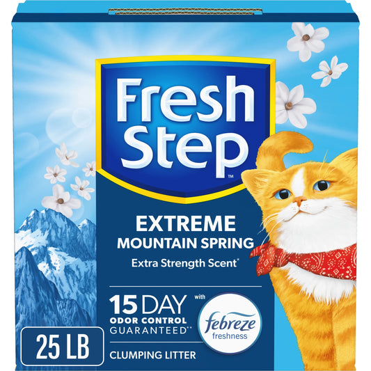 Extreme Scented Clumping Cat Litter with Febreze, Mountain Spring, 25 Lbs