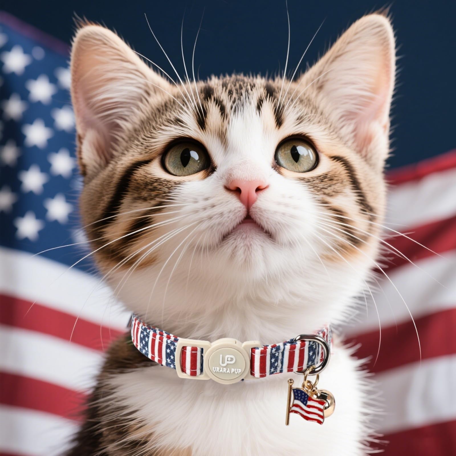 Patriotic 4th of July Cat Collar Set - 2-Pack Breakaway Kitten Collars with Flag Design