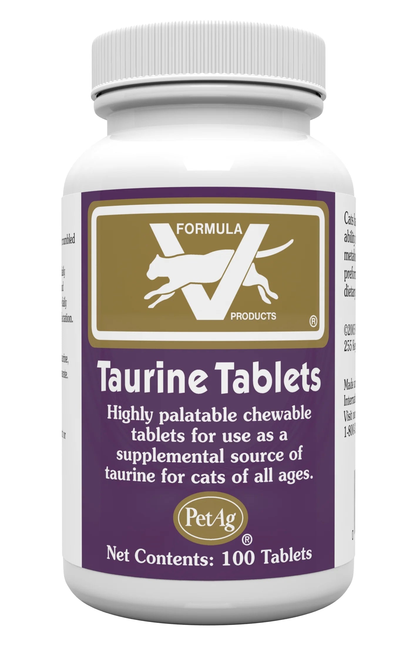 Taurine Tablets for Cats - Highly Palatable Taurine Supplement for Cats of All Ages - 250 Mg - 100 Count