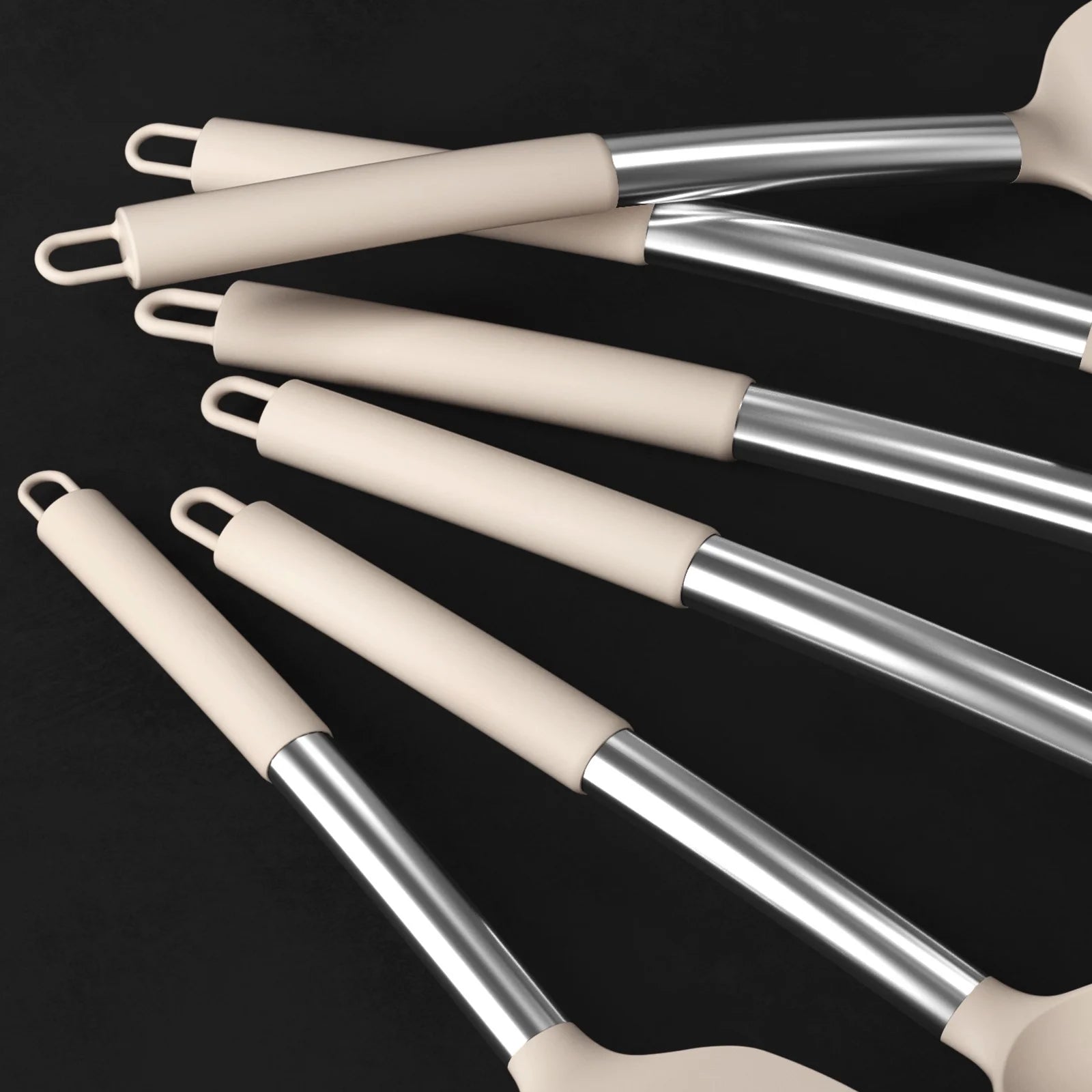 Silicone Cooking Utensils Set - Heat Resistant Silicone Kitchen Utensils for Cooking, Kitchen Utensil Spatula Set,Bpa FREE Kitchen Gadgets Tools for Non-Stick Cookware Dishwasher Safe (Khaki)